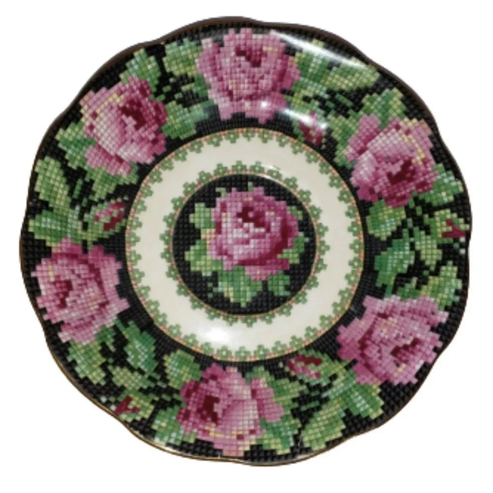 Royal Albert Needle Point Pattern Saucer Only Bone China Made In England Roses